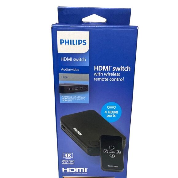 Philips Other - Philips 4‑Port HDMI Switch 4K Ultra HD HDR with Wireless IR Remote Elite